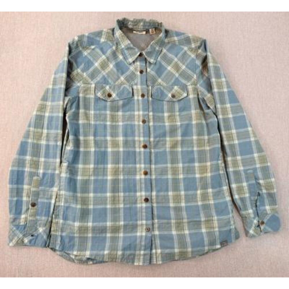 LL Bean No Fly Zone Button Up Shirt Womens XS Plaid Long Sleeve Outdoor
